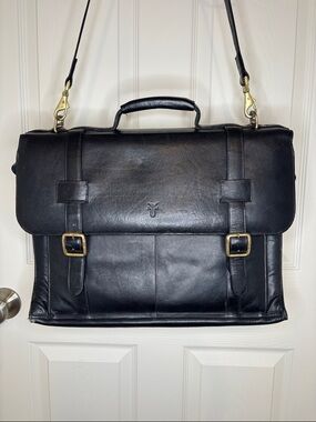 Frye Black Leather Laptop Bag
